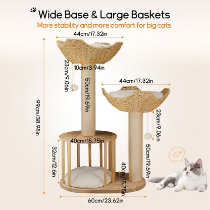 Cat Tree Tower Large Scratching Post Condo Basket Activity Center - Image 3