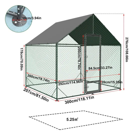 Large Chicken Coop Hen House 276x207x300cm Cage Enclosure - Image 2