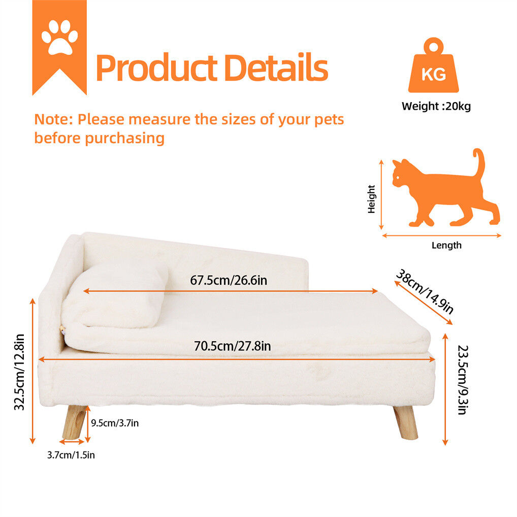 Luxury Pet Sofa Bed 70cm Rectangular Soft Cushion Anti-skid - Image 2