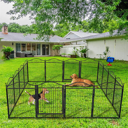 8 Panel Pet Playpen Gate Extension w/ Lockable Door - Image 3