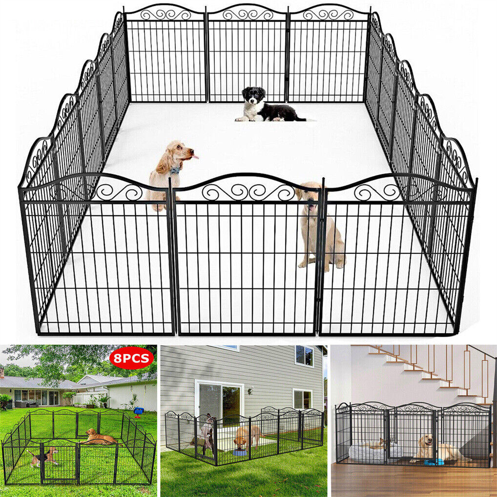 8 Panel Pet Playpen Gate Extension w/ Lockable Door - Image 8