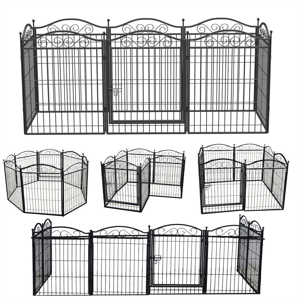 8 Panel Pet Playpen Gate Extension w/ Lockable Door - Image 9
