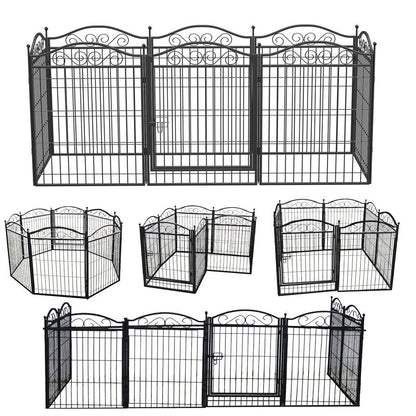 8 Panel Pet Playpen Gate Extension w/ Lockable Door - Image 9
