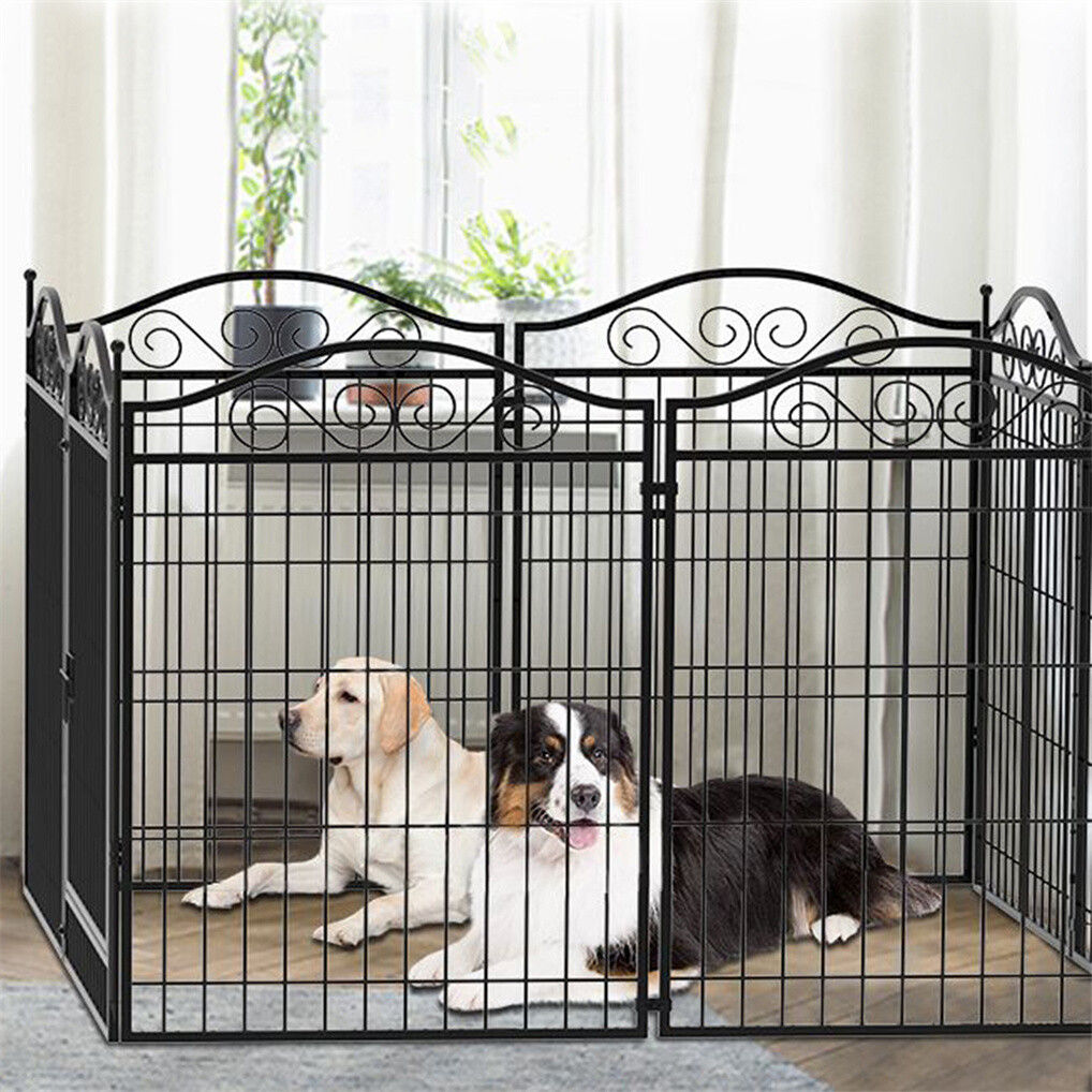 16 Panel Pet Playpen Gate Extension w/ Lockable Door Large Dog Cage - Image 4