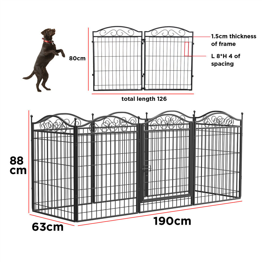 16 Panel Pet Playpen Gate Extension w/ Lockable Door Large Dog Cage - Image 9