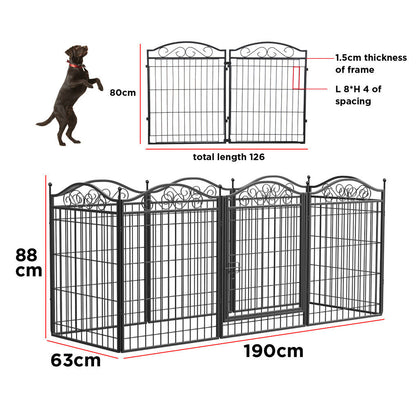 16 Panel Pet Playpen Gate Extension w/ Lockable Door Large Dog Cage - Image 9