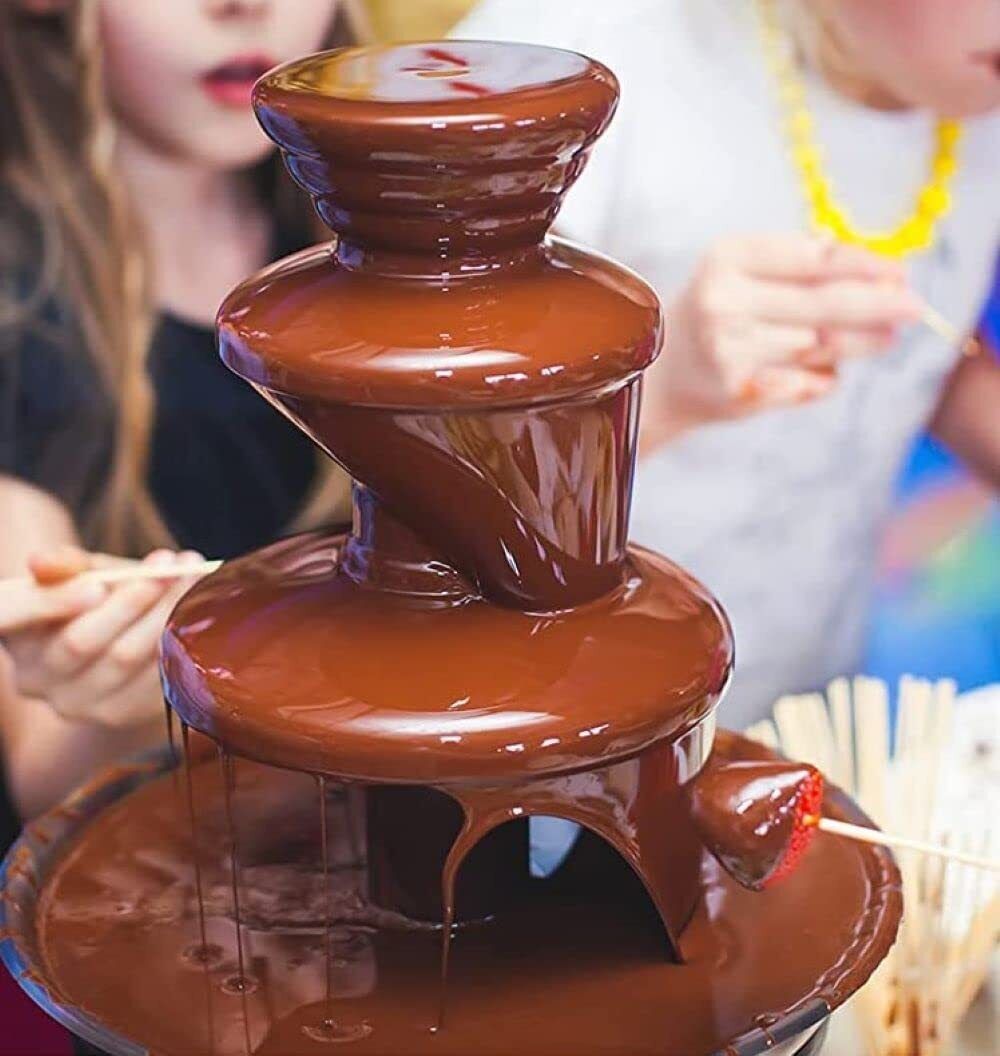 3-Tier Electric Chocolate Fondue Fountain Stainless Steel 0.9L - Image 3