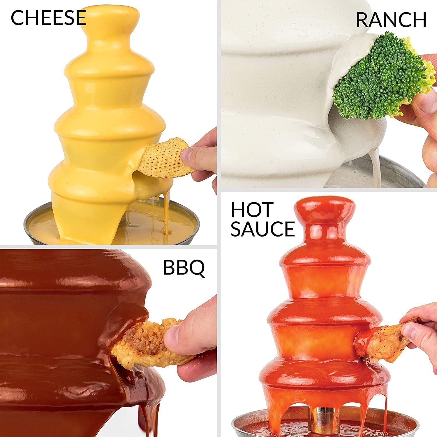 3-Tier Electric Chocolate Fondue Fountain Stainless Steel 0.9L - Image 7