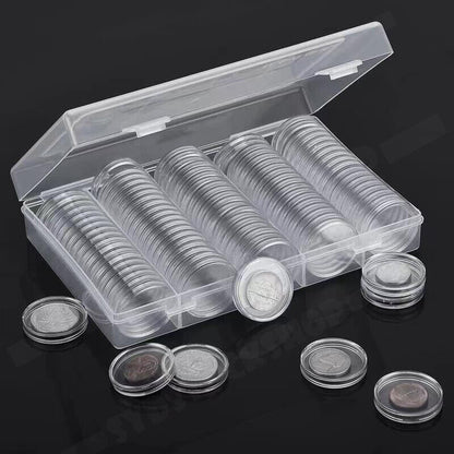 100PCS Clear Plastic Coin Holder Storage Box 20-30mm - Image 2