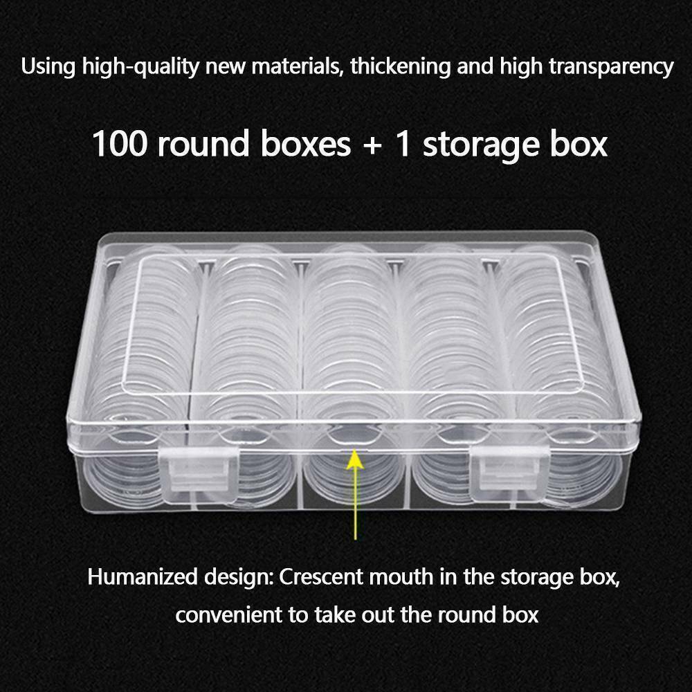 100PCS Clear Plastic Coin Holder Storage Box 20-30mm - Image 6