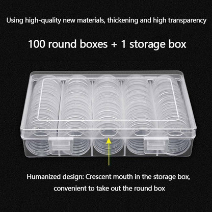 100PCS Clear Plastic Coin Holder Storage Box 20-30mm - Image 6