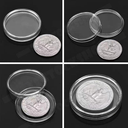 100pcs 46mm Clear Plastic Coin Holder Capsules Storage Box - Image 4