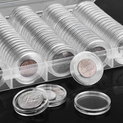 100pcs 46mm Clear Plastic Coin Holder Capsules Storage Box - Image 5