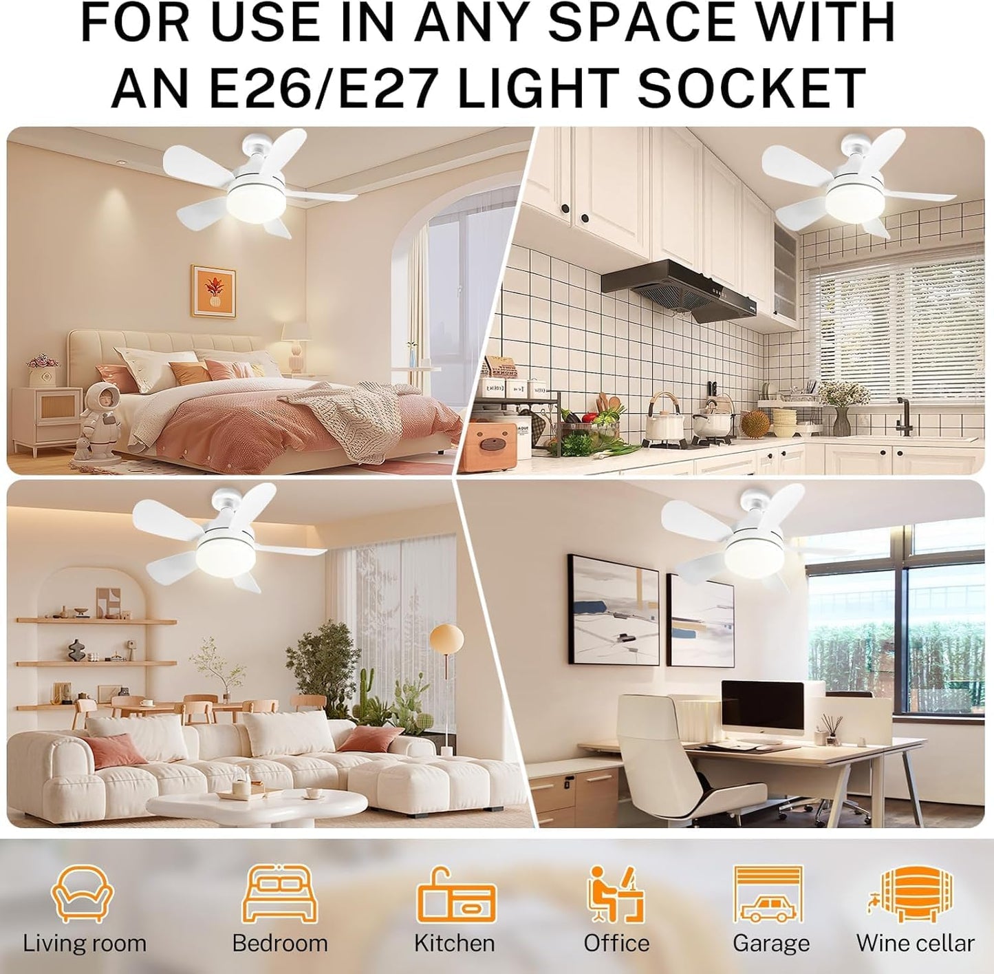 16.5 Ceiling Fan with LED Light 3-Speed Remote Control - Image 2