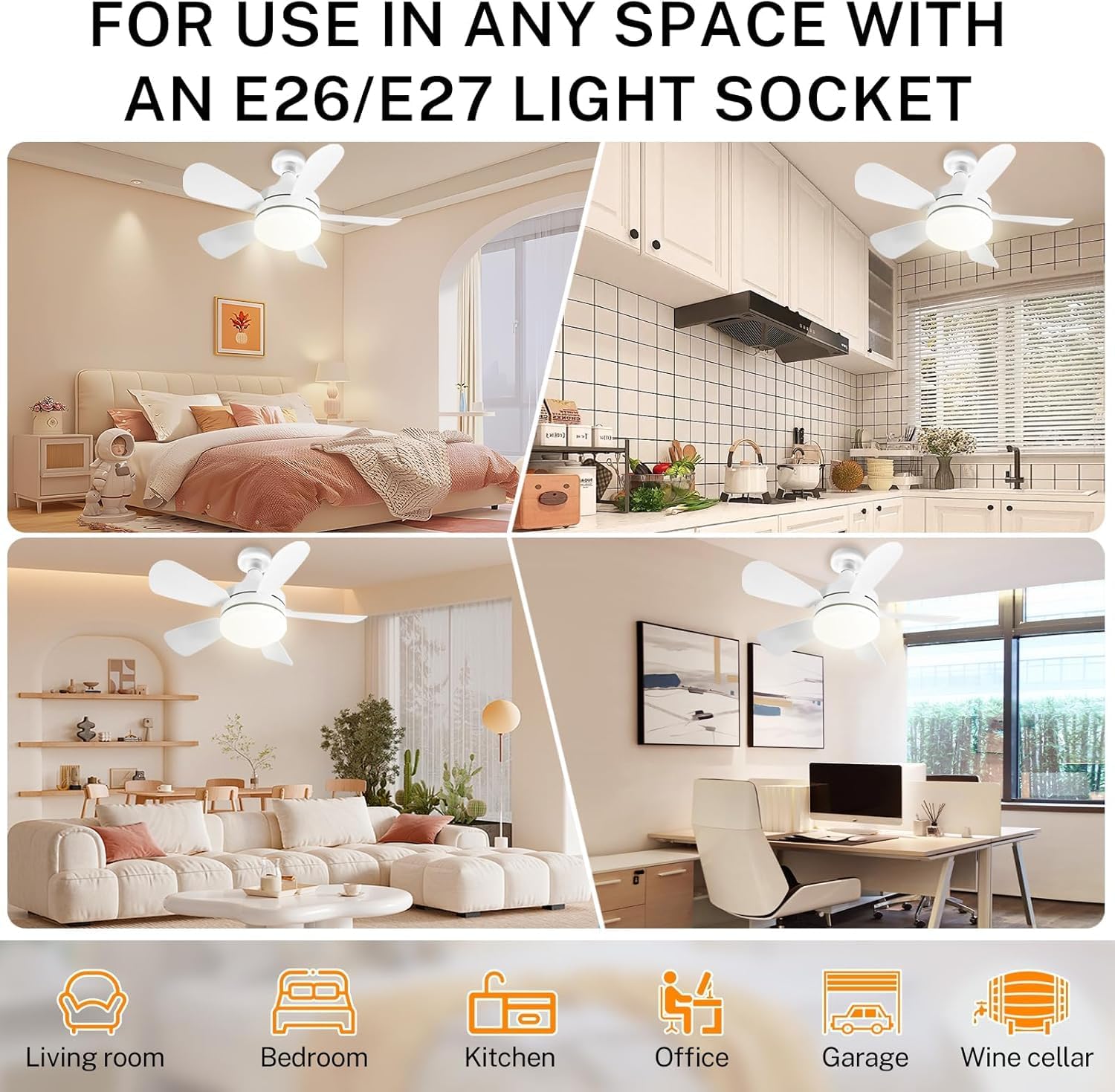 16.5 Ceiling Fan with LED Light 3-Speed Remote Control - Image 2