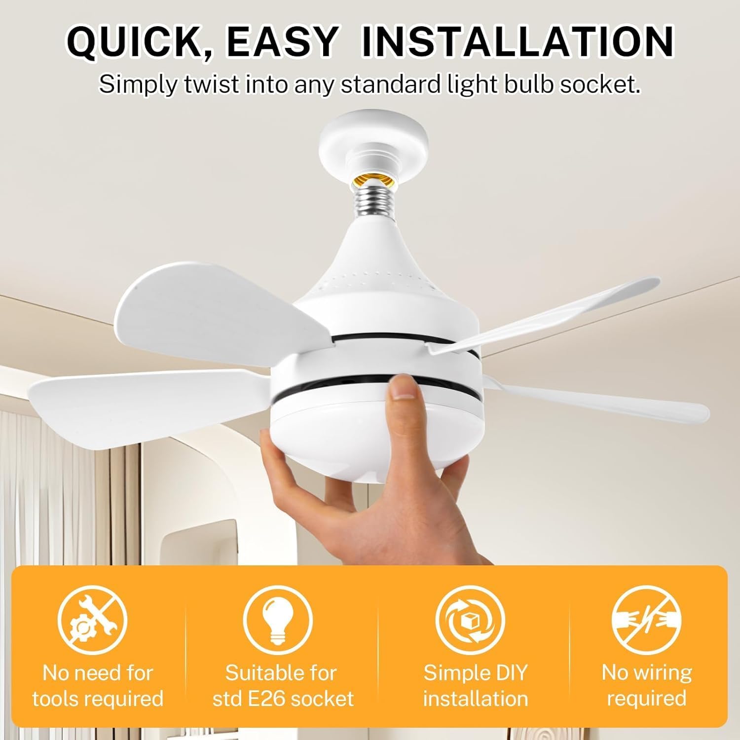 16.5 Ceiling Fan with LED Light 3-Speed Remote Control - Image 3