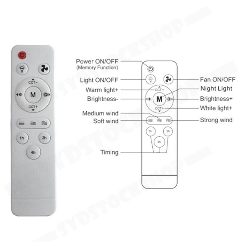 16.5 Ceiling Fan with LED Light 3-Speed Remote Control - Image 9