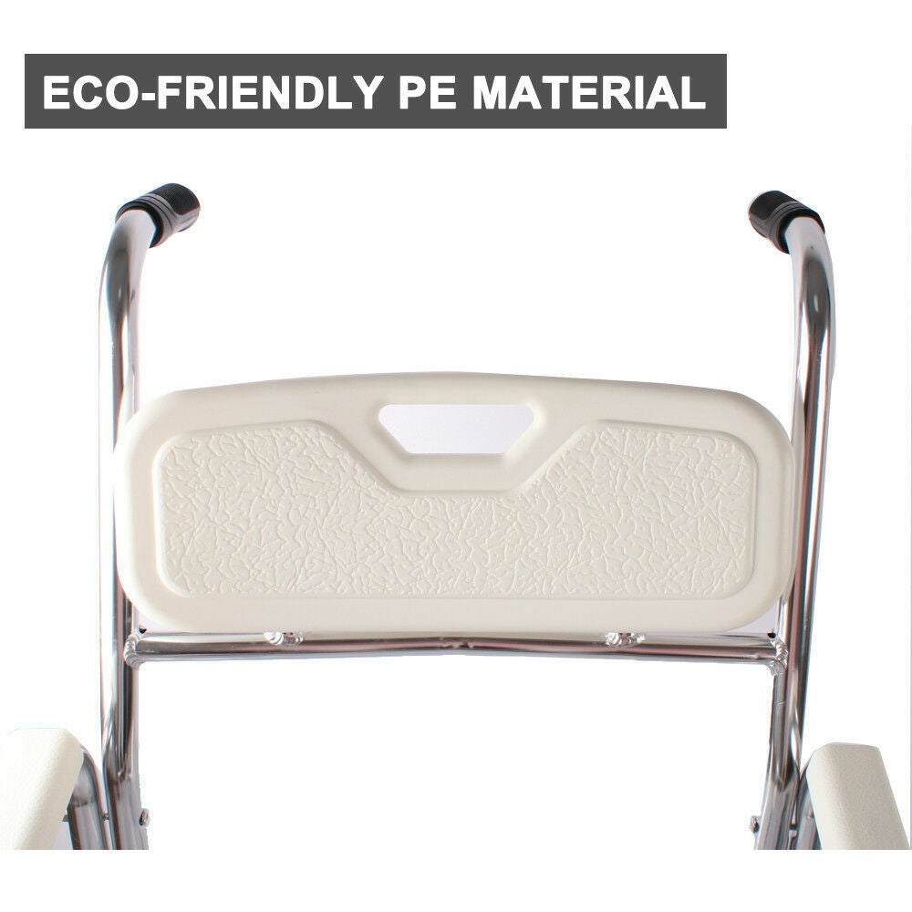Aluminum Bedside Commode Chair 200kg Mobile Shower Toilet Wheelchair - Image 8