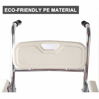Aluminum Bedside Commode Chair 200kg Mobile Shower Toilet Wheelchair - Image 8