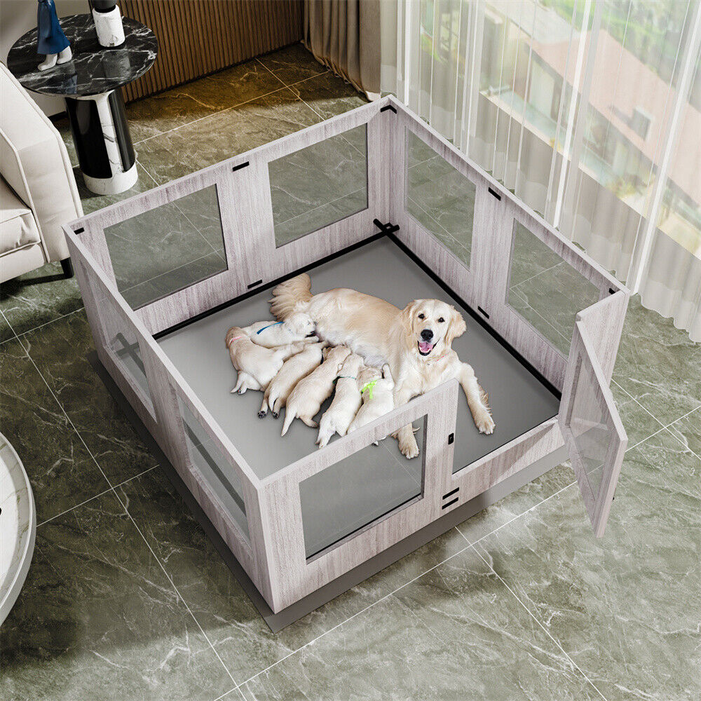Indoor Dog Pen Tempered Glass Kennel w/ Pad - Image 2
