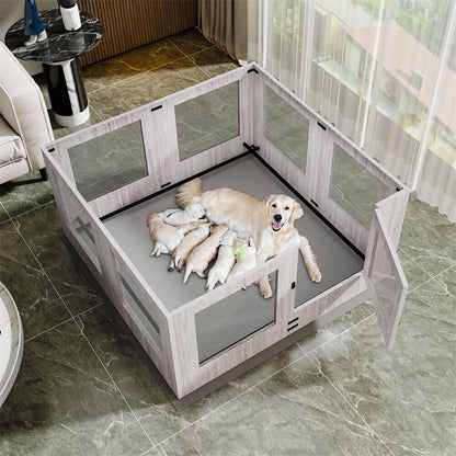 Indoor Dog Pen Tempered Glass Kennel w/ Pad - Image 2
