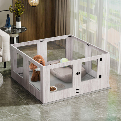 Indoor Dog Pen Tempered Glass Kennel w/ Pad - Image 6