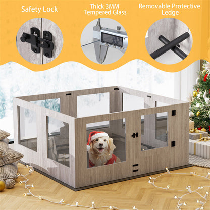 Indoor Dog Pen Tempered Glass Kennel w/ Pad - Image 9