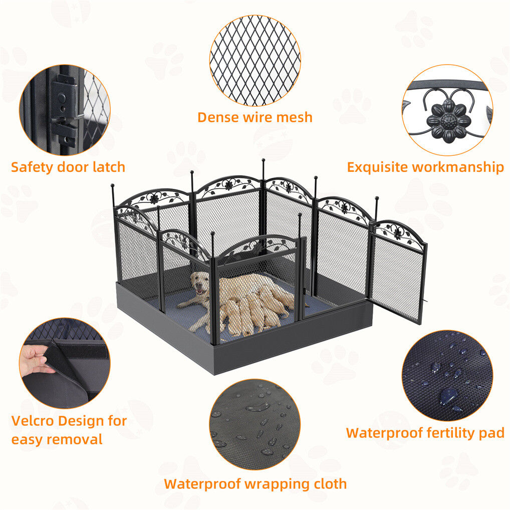 XL Metal Dog Playpen Indoor Fence with Waterproof Pad - Image 9