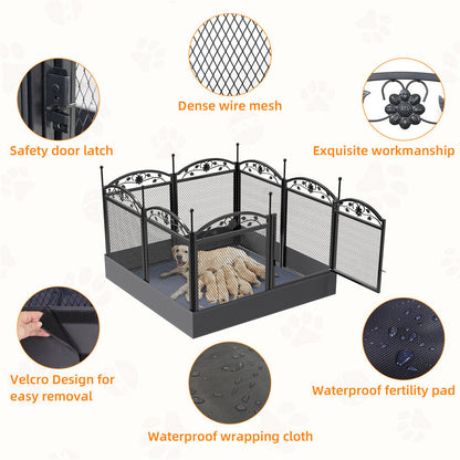 XL Metal Dog Playpen Indoor Fence with Waterproof Pad - Image 9