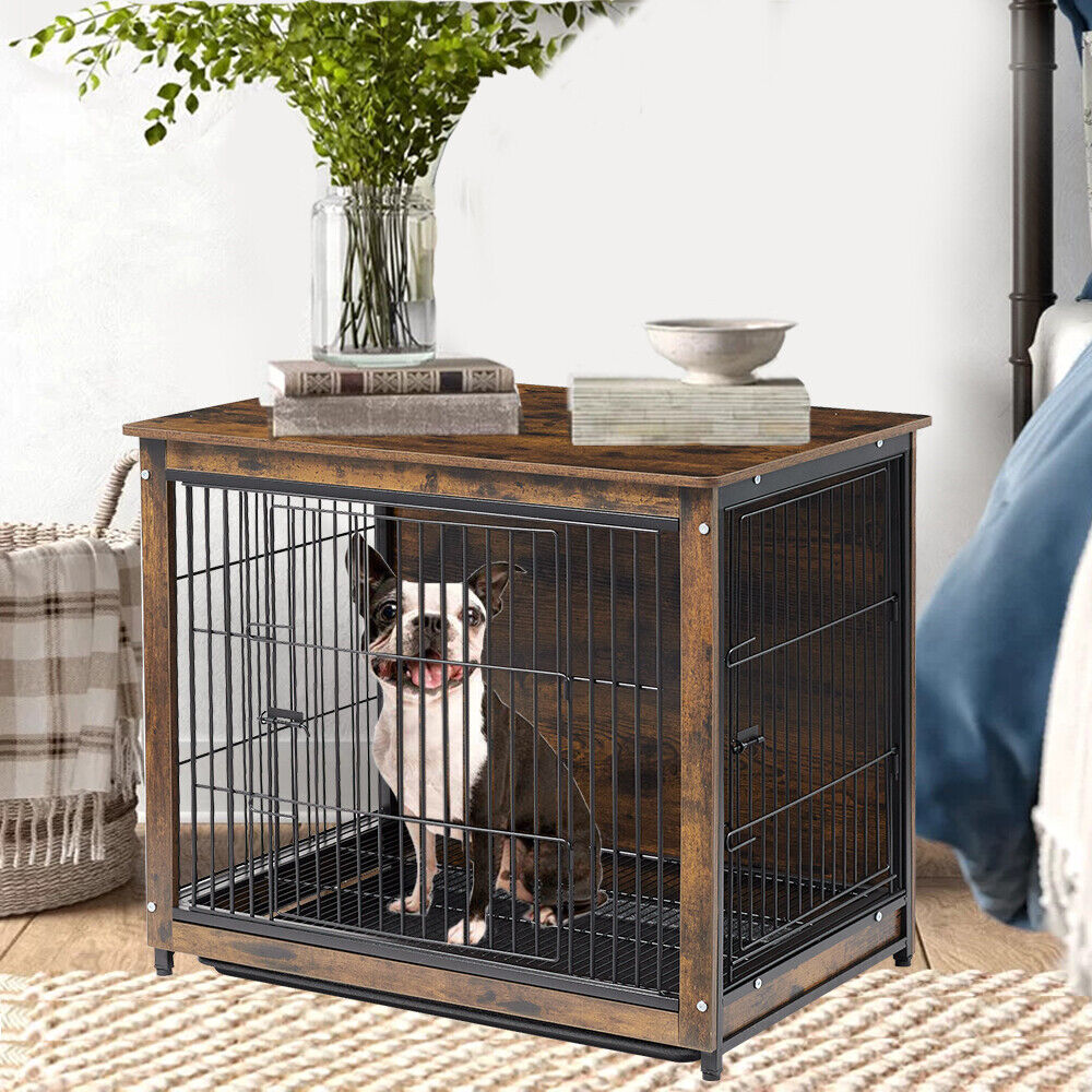 Small Wooden Dog Crate Indoor Kennel 63x51x59cm End Table Nightstand - Image 2
