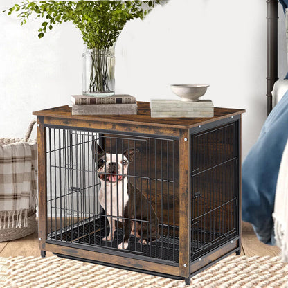 Small Wooden Dog Crate Indoor Kennel 63x51x59cm End Table Nightstand - Image 2