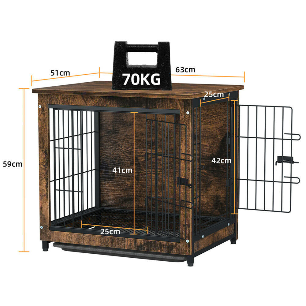 Small Wooden Dog Crate Indoor Kennel 63x51x59cm End Table Nightstand - Image 5