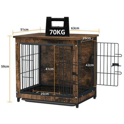 Small Wooden Dog Crate Indoor Kennel 63x51x59cm End Table Nightstand - Image 5