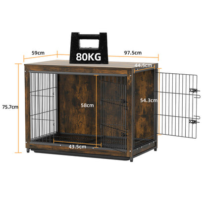Large Wooden Dog Crate Kennel End Table Nightstand 100x59x74cm - Image 4