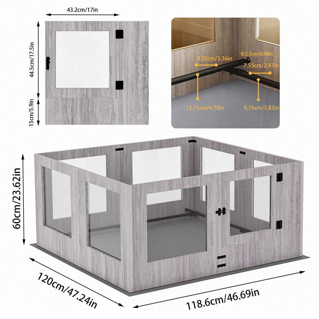 Large Dog Indoor Whelping Box, Tempered Glass & MDF - Image 9