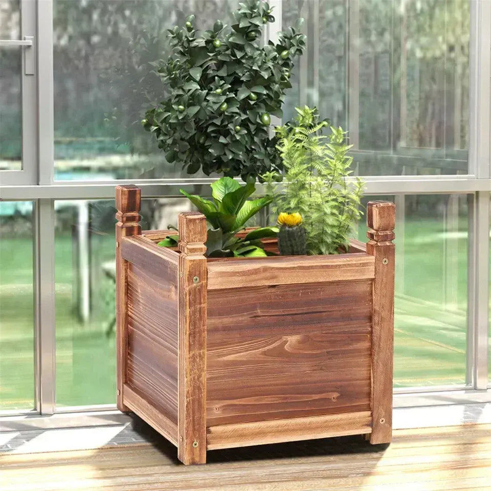 Small Raised Garden Bed 30x30x33/38cm Wooden Planter Box