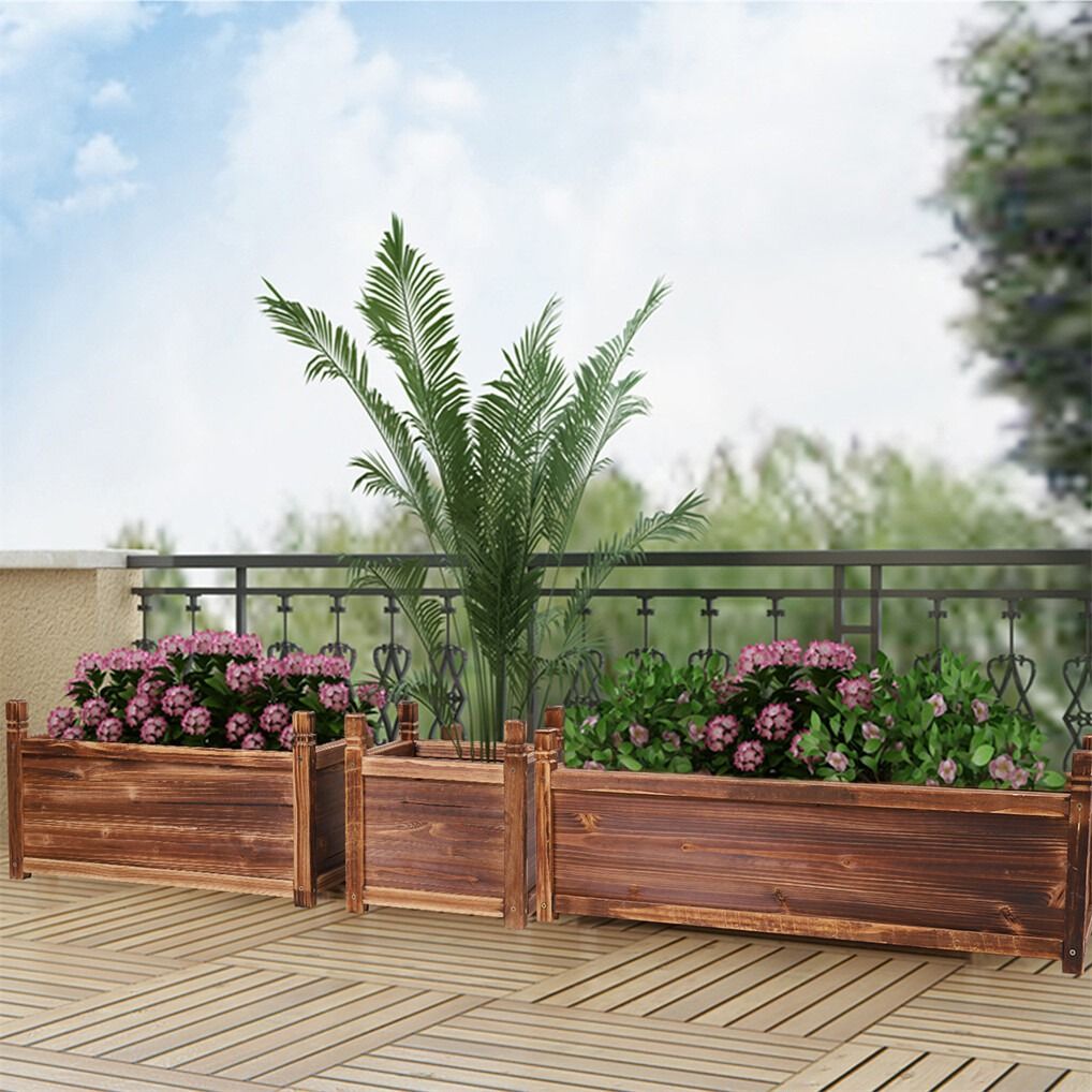 Large Raised Garden Bed Wooden Planter 90x30x33cm - Image 4