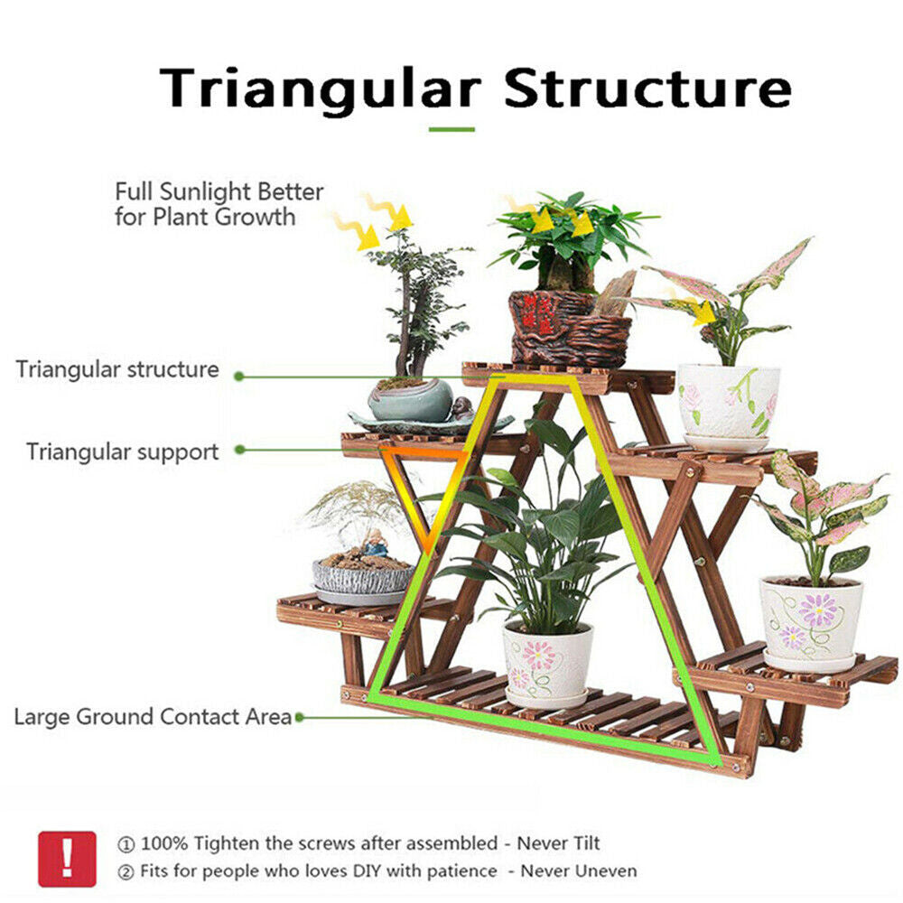 Wooden 6 Tier Plant Stand A-Frame Flower Pot Display Organizer - Image 3