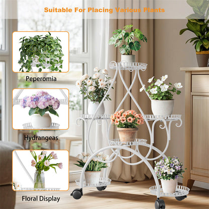 Movable Metal Plant Stand Garden Cart Indoor/Outdoor Decor - Image 5