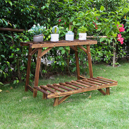 Pine Wood 3pcs Plant Stand Ladder Garden Flower Display - Image 4
