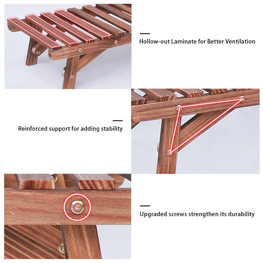 Pine Wood 3pcs Plant Stand Ladder Garden Flower Display - Image 8