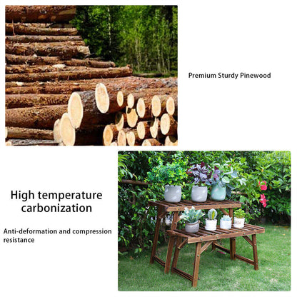 Pine Wood 3pcs Plant Stand Ladder Garden Flower Display - Image 9