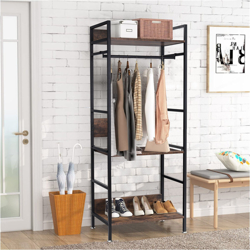 Heavy Duty Clothes Rack 3 Tiers MDF & Metal Iron Rail - Image 2