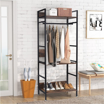 Heavy Duty Clothes Rack 3 Tiers MDF & Metal Iron Rail - Image 2