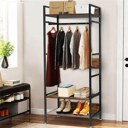 Heavy Duty Clothes Rack 3 Tiers MDF & Metal Iron Rail - Image 3