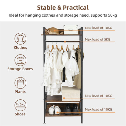 Heavy Duty Clothes Rack 3 Tiers MDF & Metal Iron Rail - Image 5