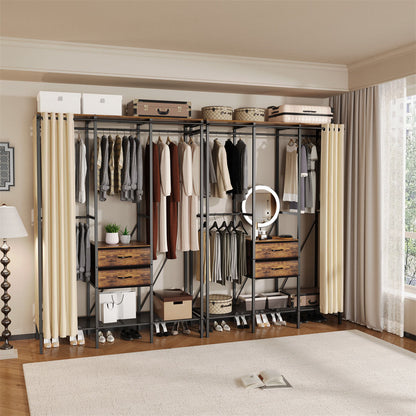 XXL Heavy Duty Wardrobe Closet w/ Shelf, Drawer & Rack - Image 2