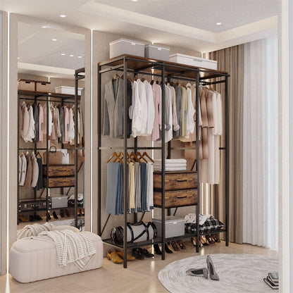 XXL Heavy Duty Wardrobe Closet w/ Shelf, Drawer & Rack - Image 3