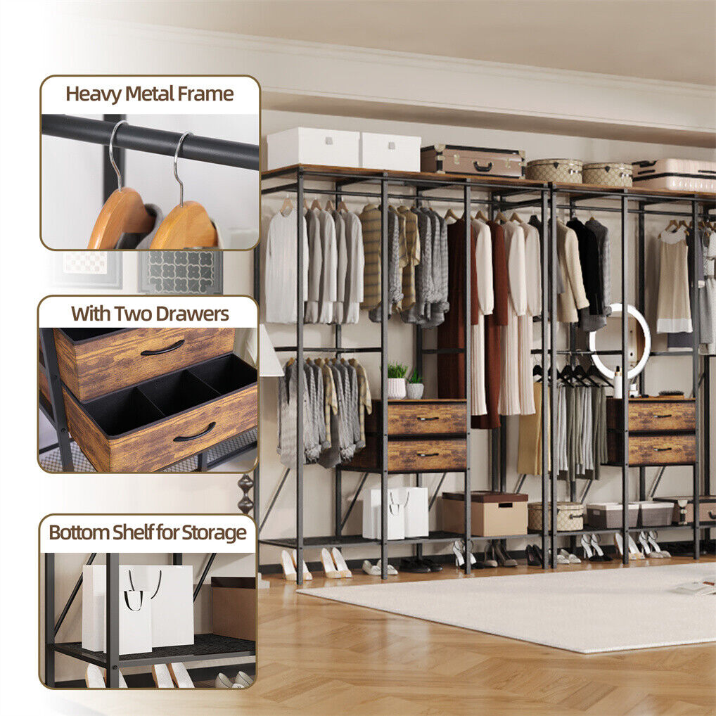 XXL Heavy Duty Wardrobe Closet w/ Shelf, Drawer & Rack - Image 4