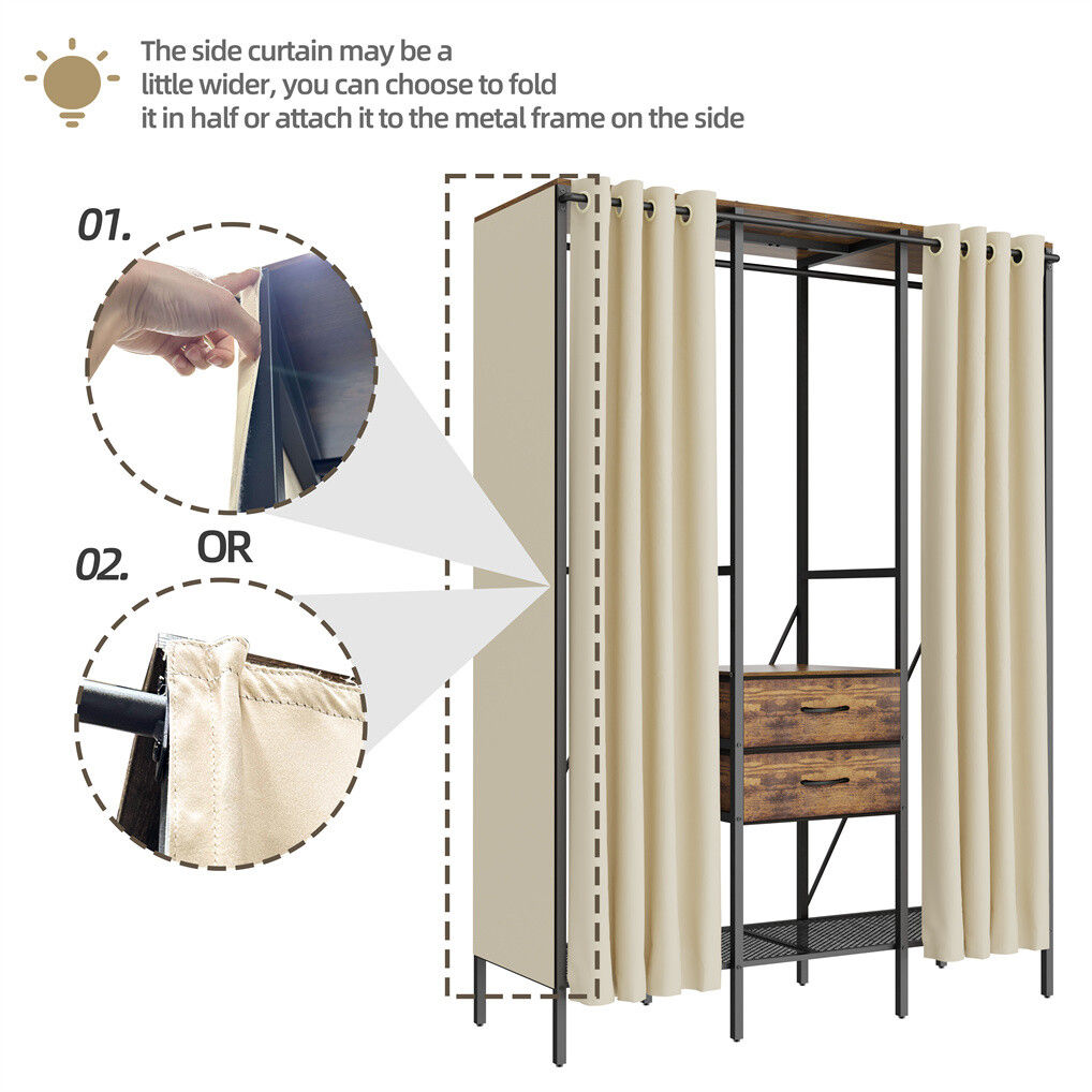XXL Heavy Duty Wardrobe Closet w/ Shelf, Drawer & Rack - Image 5